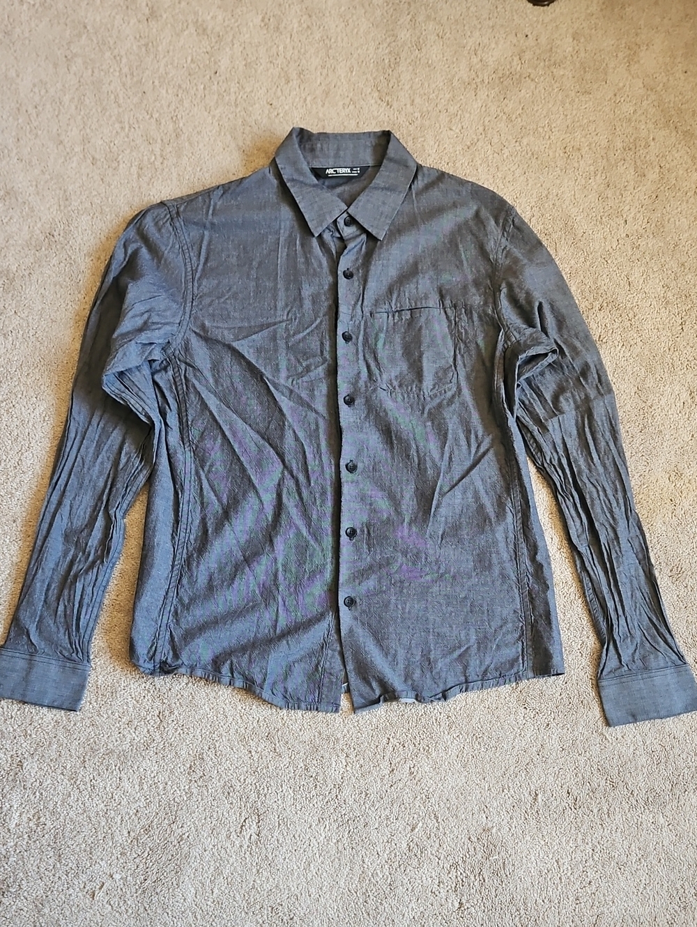 Arc'teryx Men's Blue/Gray Long-Sleeve Button Shirt